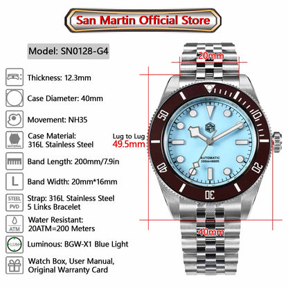 San Martin 40mm BB58 Automatic Watcth SN0128