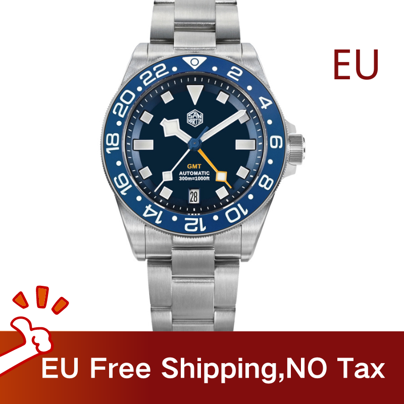 EU warehouse-Watchdives x San Martin Titanium NH34 GMT Watch SN0121TC