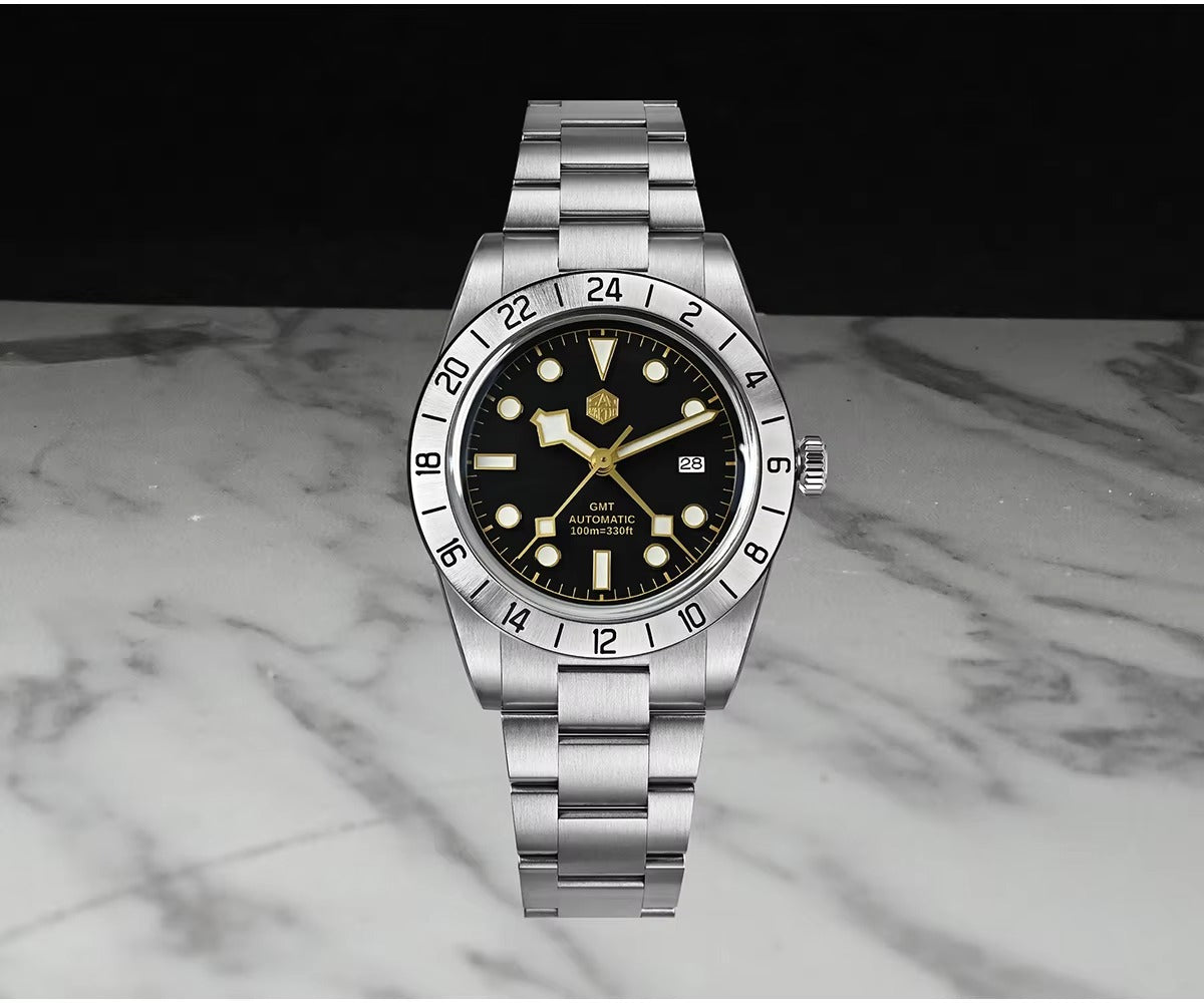 San Martin Upgraded 38.3mm Hangzhou 6460 BB GMT Men Watch Automatic Mechanical SN0054