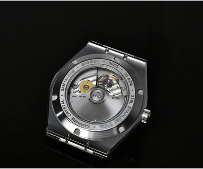 San Martin 39mm Waffle Dial Integrated Bracelet Miyota 90S5 Clear Caseback SN0152