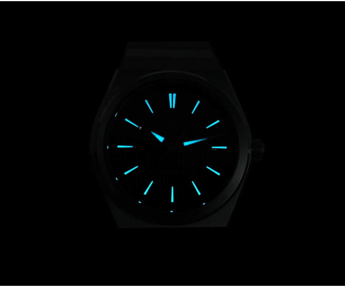 San Martin 39mm Waffle Dial Integrated Bracelet Miyota 90S5 Clear Caseback SN0152