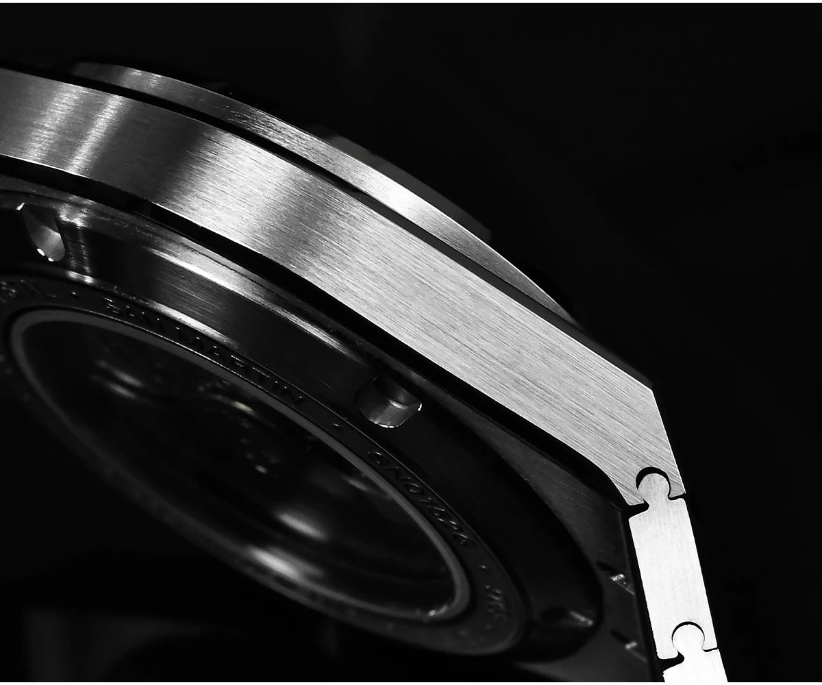 San Martin 39mm Waffle Dial Integrated Bracelet Miyota 90S5 Clear Caseback SN0152