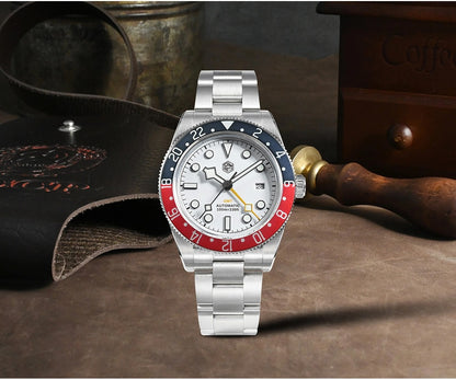 San Martin 39mm Men GMT Watch Automatic Mechanical with OTF Adjustable Clasp SN0109