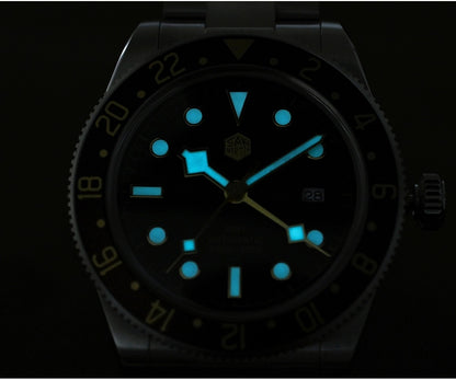 San Martin 39mm Men GMT Watch Automatic Mechanical with OTF Adjustable Clasp SN0109