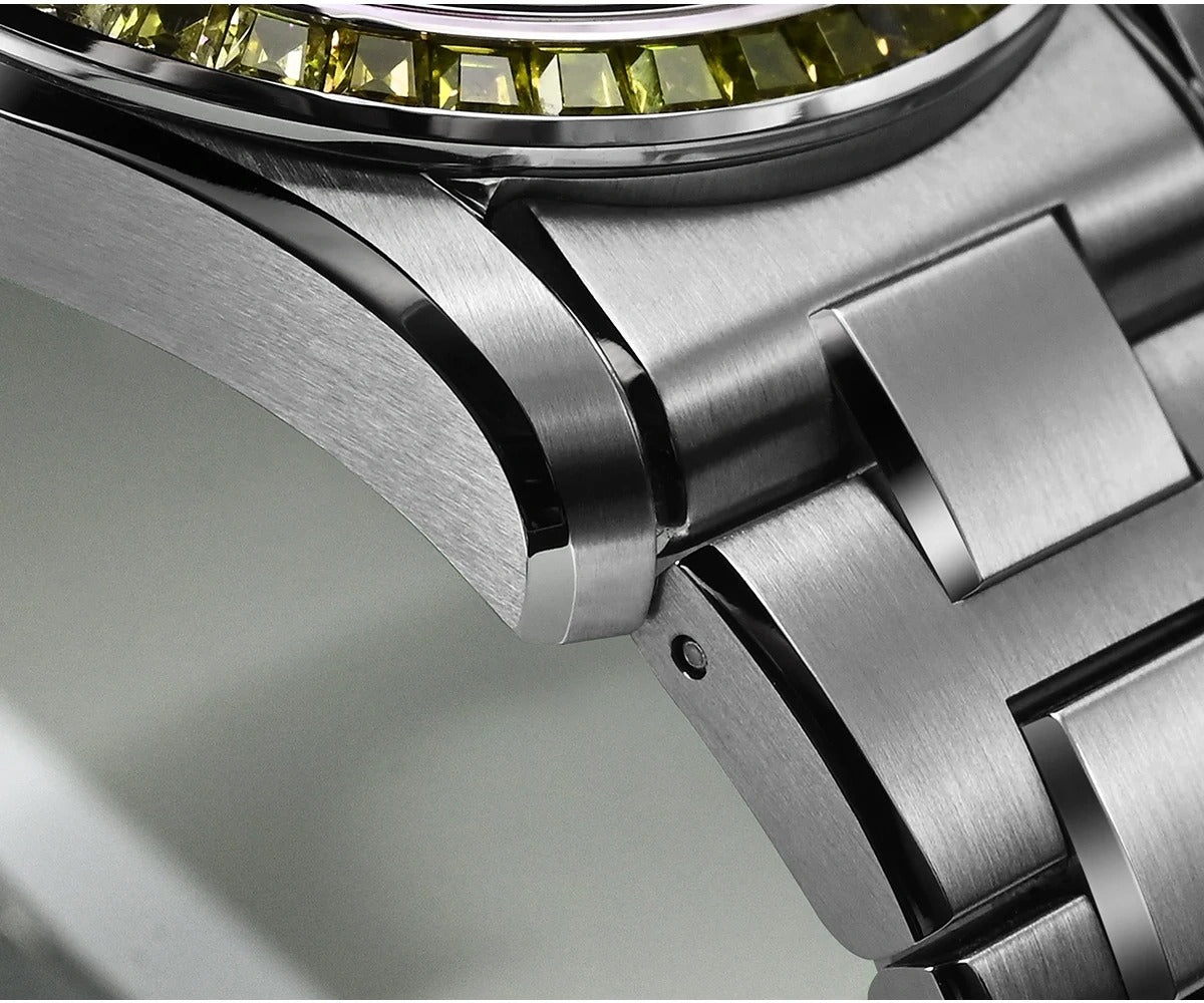 San Martin 39mm Men Watch Miyota 9015 Automatic Mechanical with Gemstones Bezel Mop Dial SN0150