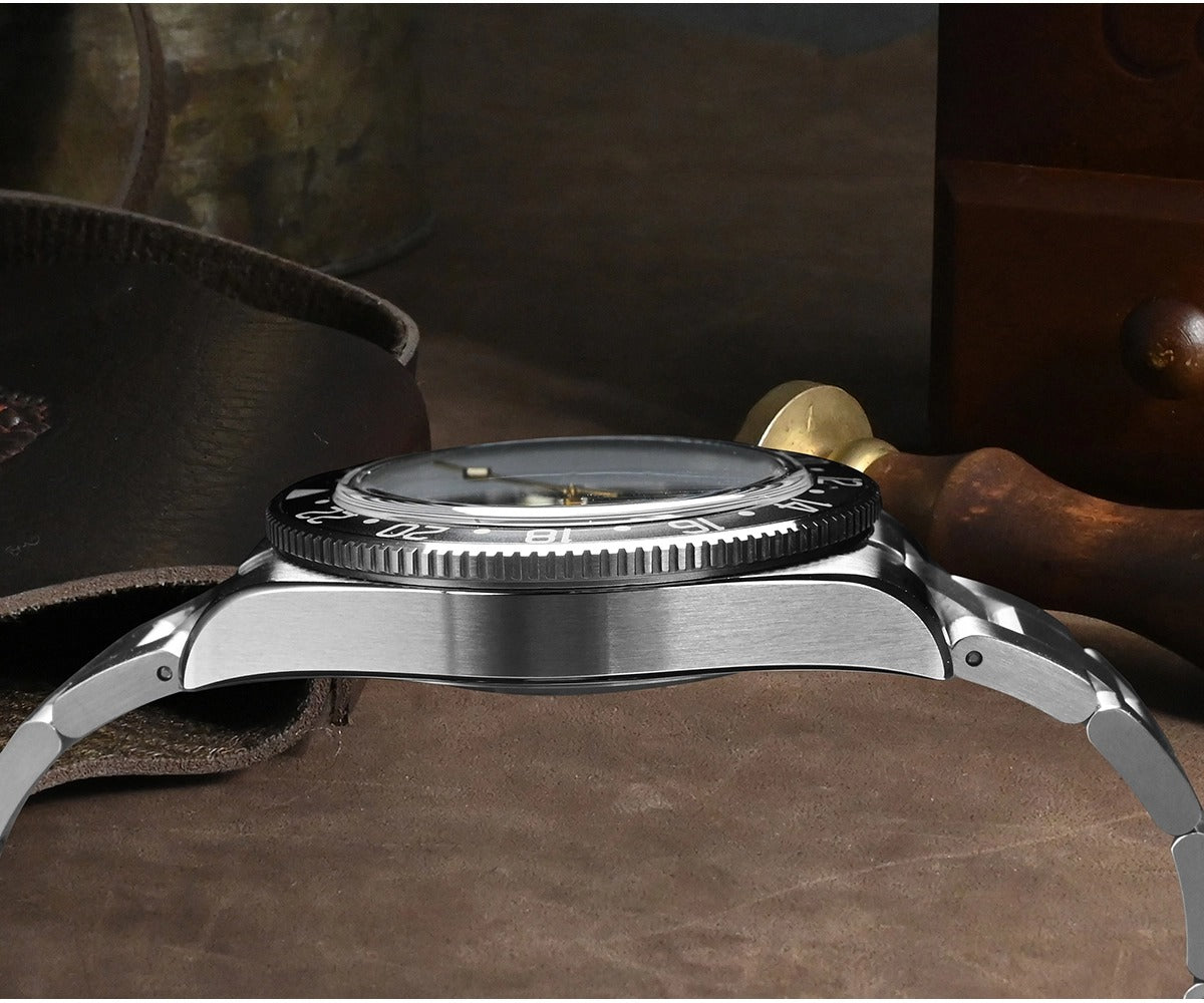 San Martin 39mm Men GMT Watch Automatic Mechanical with OTF Adjustable Clasp SN0109