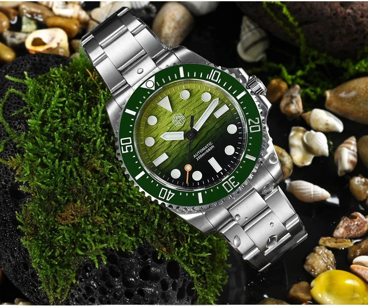 San Martin 38mm Enamel Gradient Wave Texture Dial Miyota 90S5 Diver Wristwatch SN0126-GS