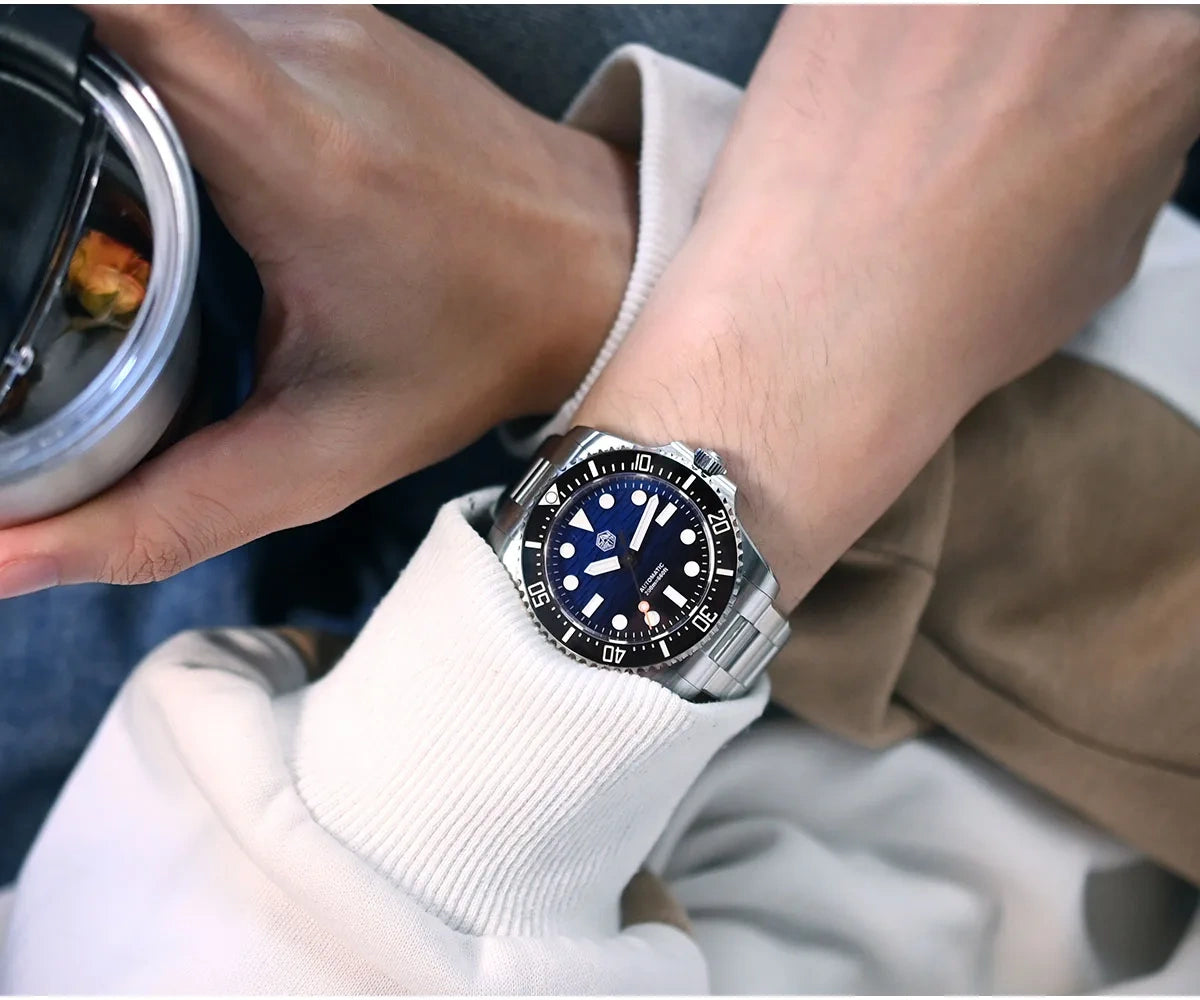 San Martin 38mm Enamel Gradient Wave Texture Dial Miyota 90S5 Diver Wristwatch SN0126-GS