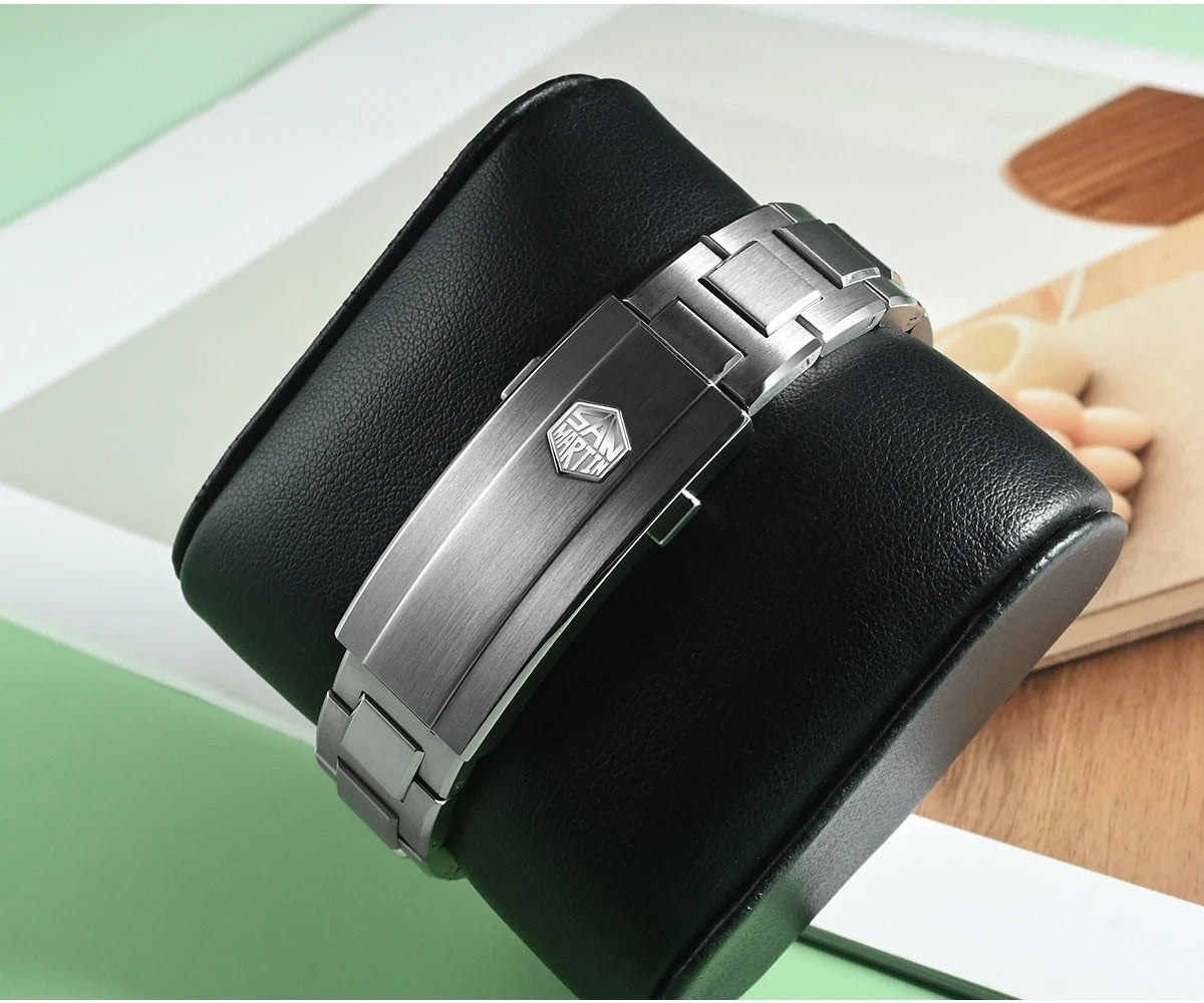 San Martin 39mm Men Watch Miyota 9015 Automatic Mechanical with Gemstones Bezel Mop Dial SN0150