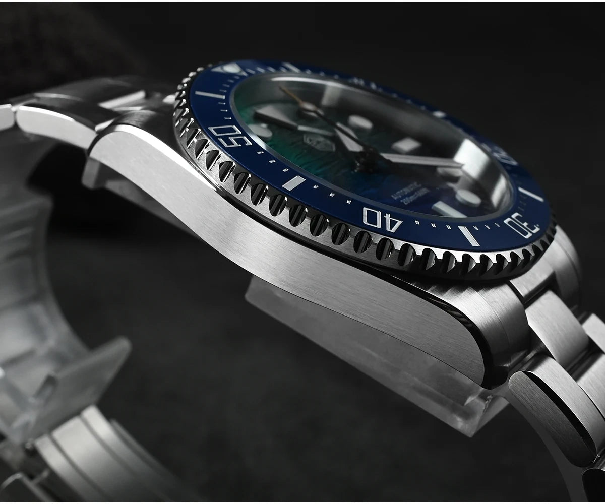 San Martin 38mm Enamel Gradient Wave Texture Dial Miyota 90S5 Diver Wristwatch SN0126-GS