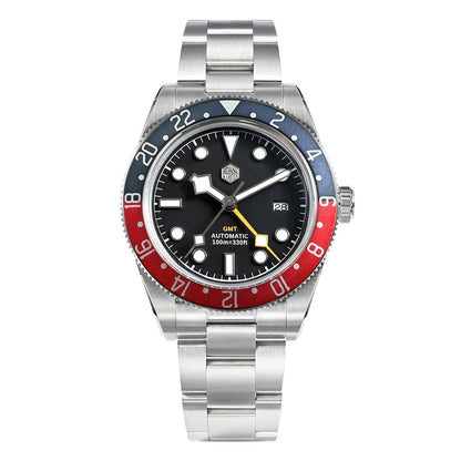 San Martin 39mm Men GMT Watch Automatic Mechanical with OTF Adjustable Clasp SN0109