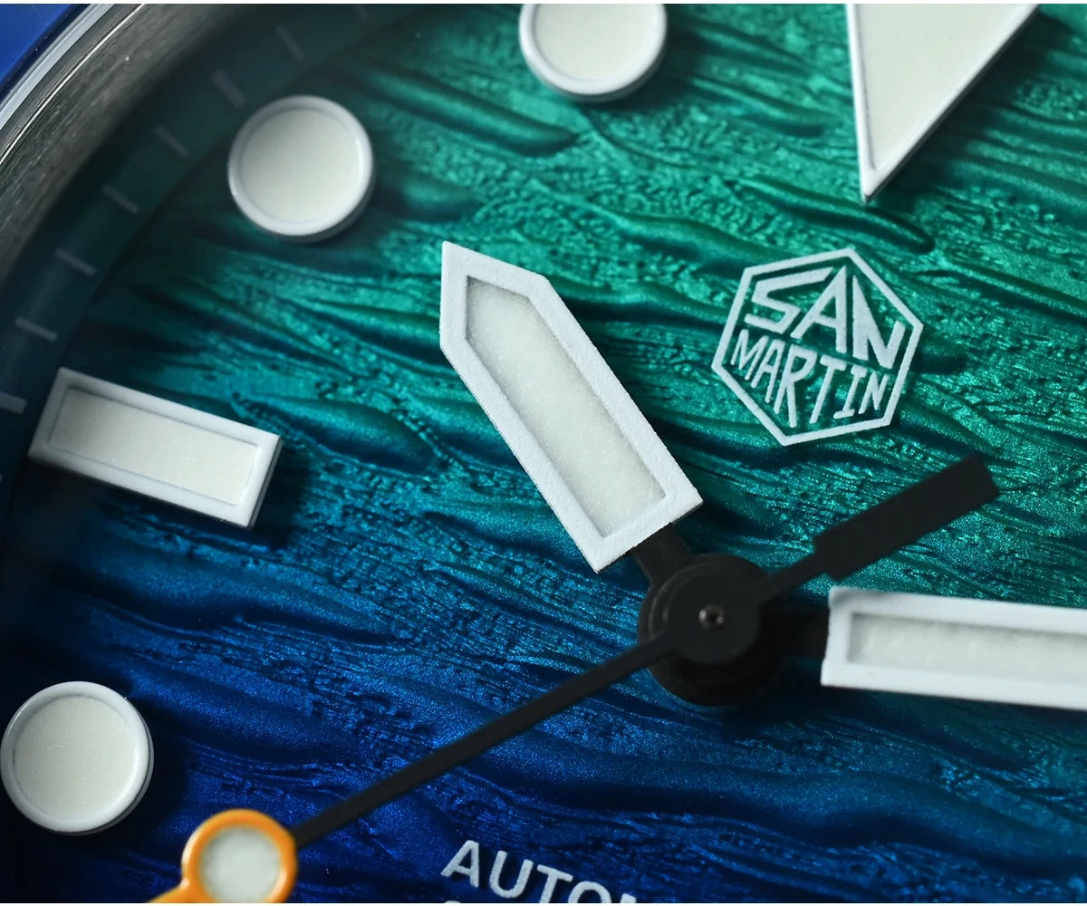 San Martin 38mm Enamel Gradient Wave Texture Dial Miyota 90S5 Diver Wristwatch SN0126-GS