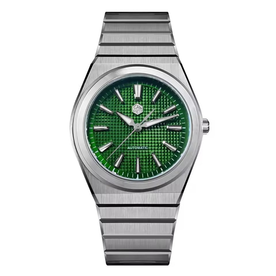 San Martin 39mm Waffle Dial Integrated Bracelet Miyota 90S5 Clear Caseback SN0152