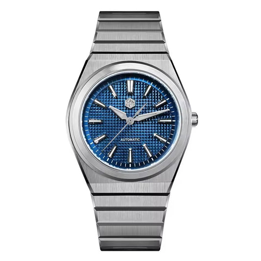 San Martin 39mm Waffle Dial Integrated Bracelet Miyota 90S5 Clear Caseback SN0152