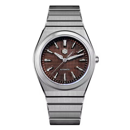 San Martin 39mm Waffle Dial Integrated Bracelet Miyota 90S5 Clear Caseback SN0152