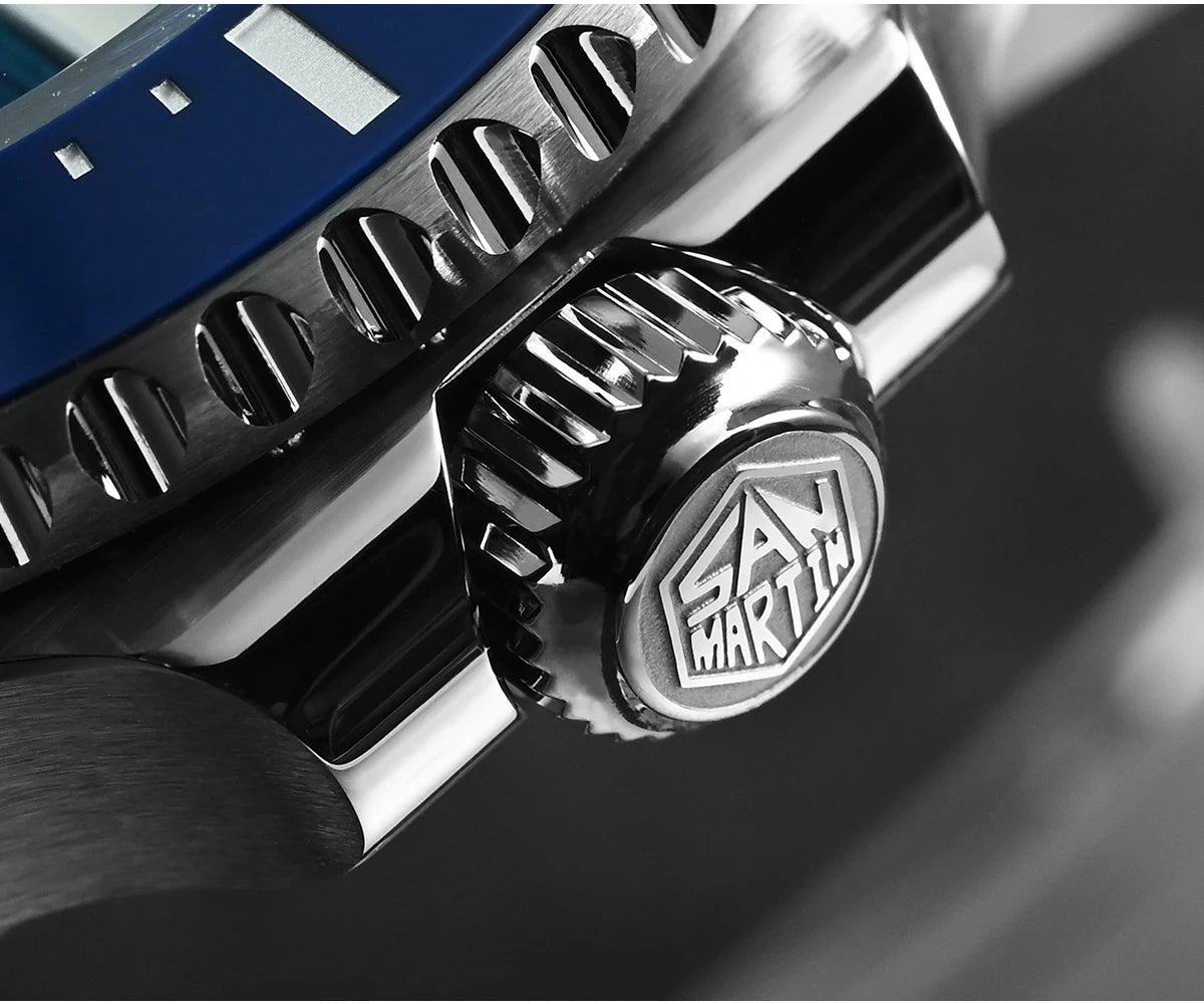 San Martin 38mm Enamel Gradient Wave Texture Dial Miyota 90S5 Diver Wristwatch SN0126-GS