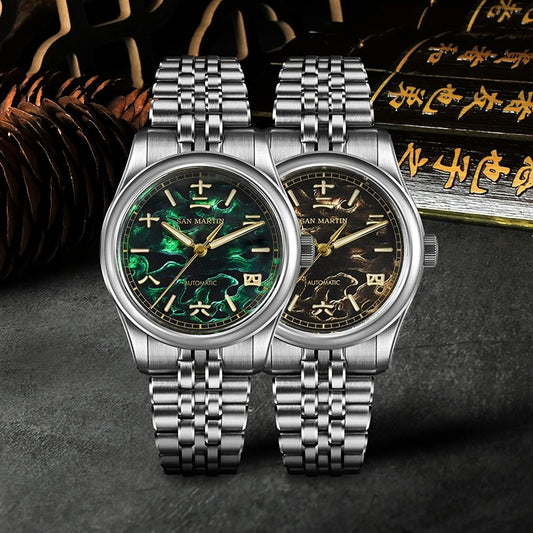 San Martin 39mm GADA Mechanical Watch 3D Printed Urushi Lacquer Dial Miyota 90S5 Movement SN0144