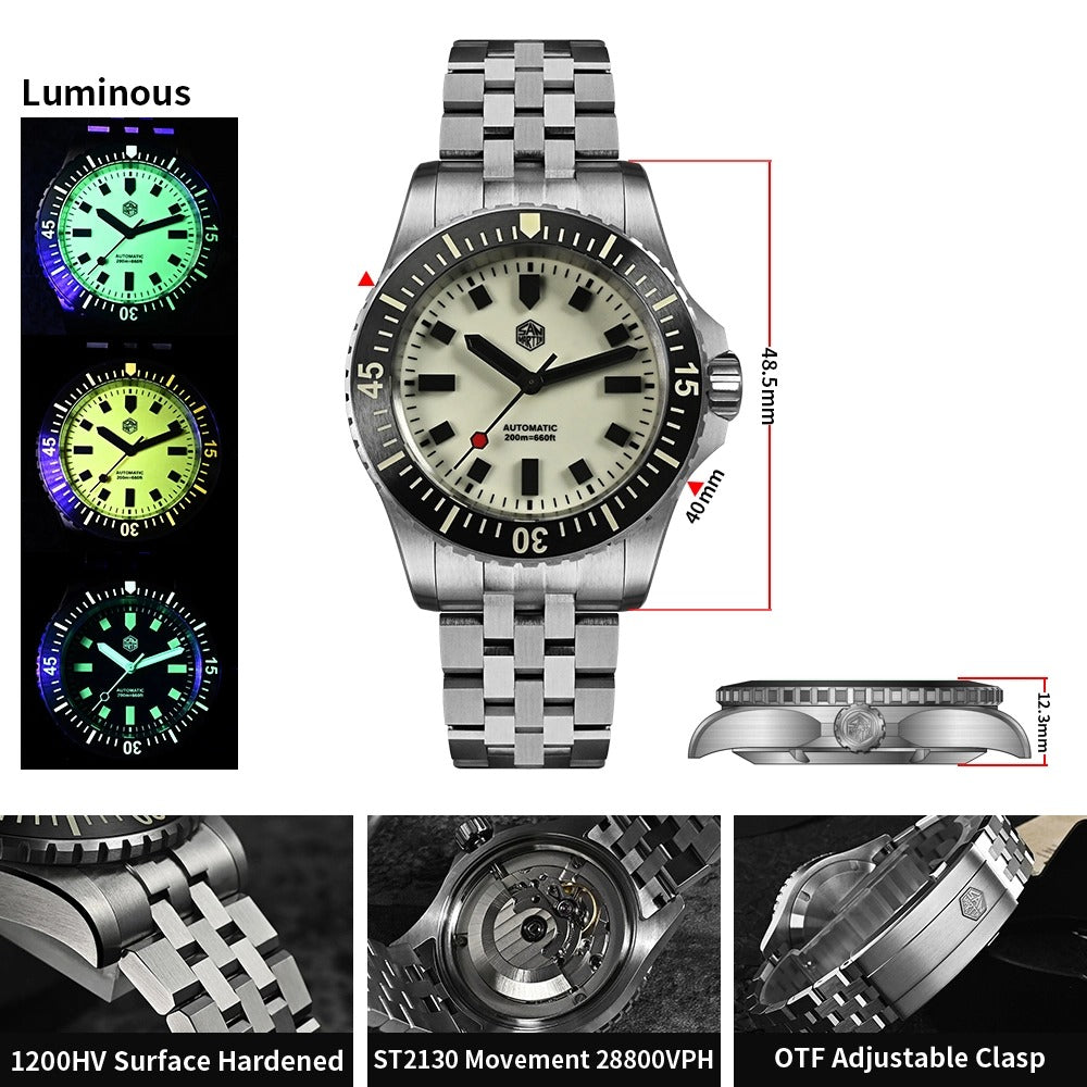 San Martin 1200HV Hardening Coating Full Luminous Watch SN0012