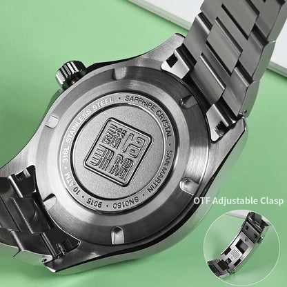 San Martin 39mm Men Watch Miyota 9015 Automatic Mechanical with Gemstones Bezel Mop Dial SN0150