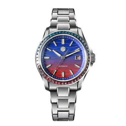 San Martin 39mm Men Watch Miyota 9015 Automatic Mechanical with Gemstones Bezel Mop Dial SN0150