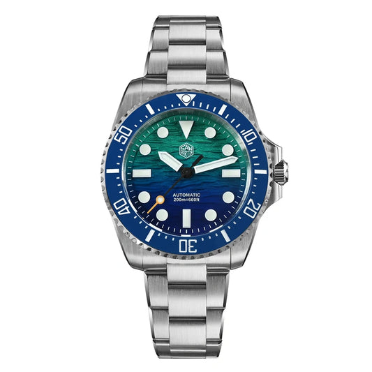 San Martin 38mm Enamel Gradient Wave Texture Dial Miyota 90S5 Diver Wristwatch SN0126-GS