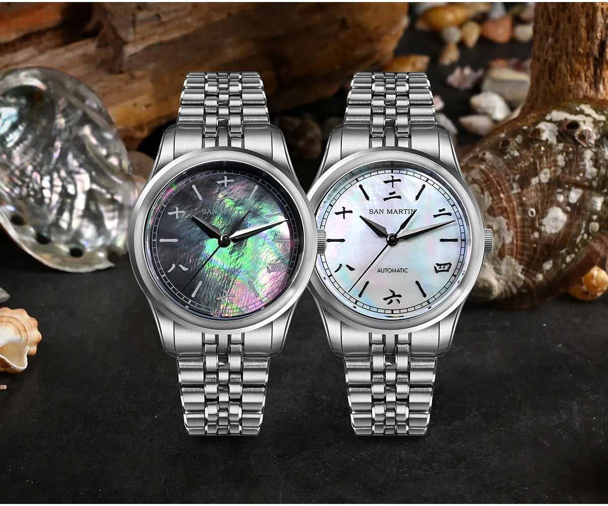 San Martin New 39mm Gada Watch MOP Dial Original Design Miyota 90S5 SN0144