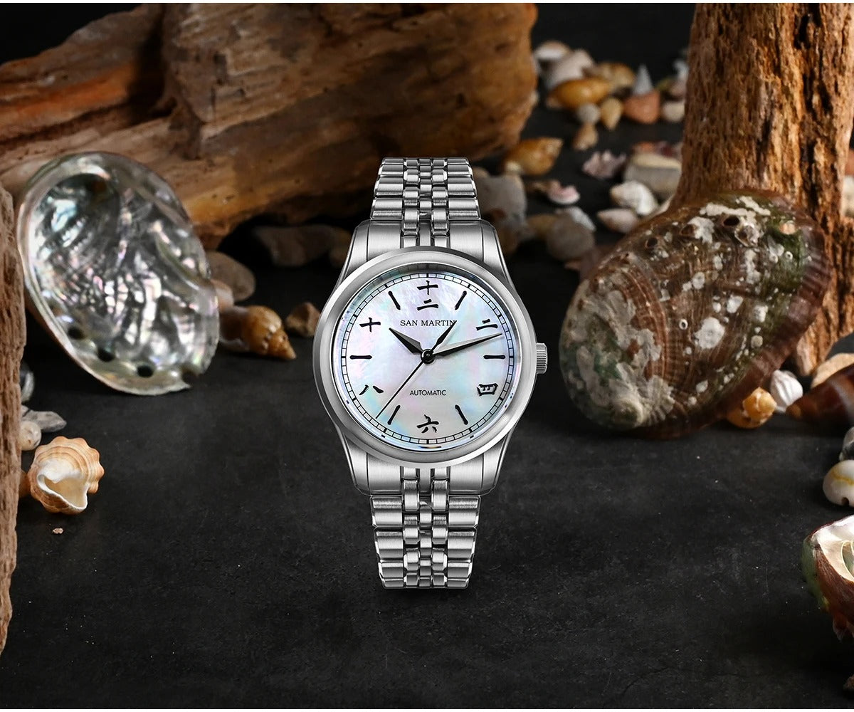 San Martin New 39mm Gada Watch MOP Dial Original Design Miyota 90S5 SN0144