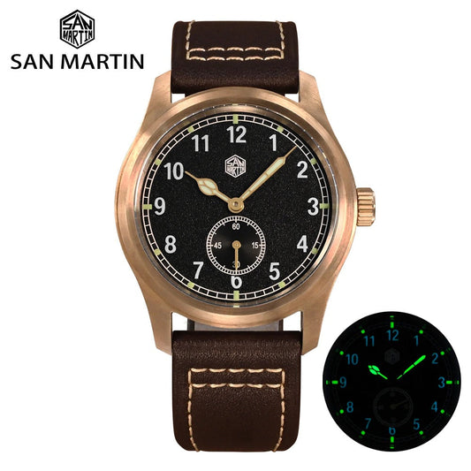 San Martin Vintage 37mm Bronze Pilot Militarty Watch